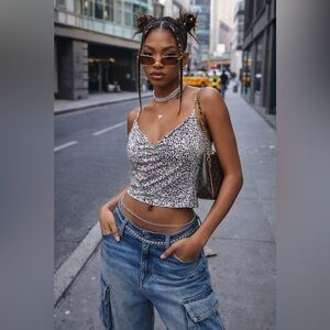 Dynamite Black and White Spotted Camisole